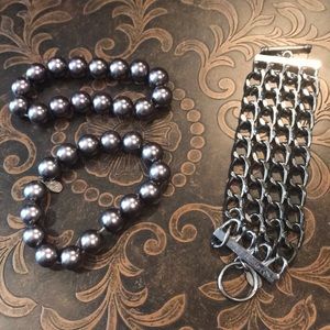 Dark bluish-gray metal bracelets